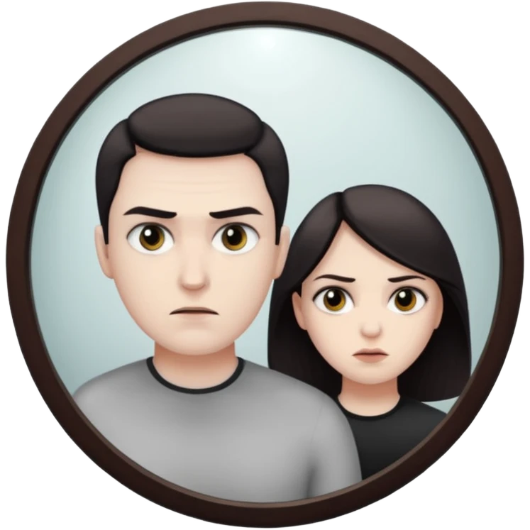 Man killer in mirror behind woman emoji