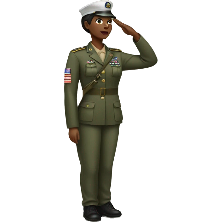 Female African American soldier saluting a male African American soldier emoji