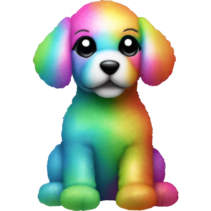 Stuffed animal puppy neon colorful rainbow shimmer sparkle fur  emoji
