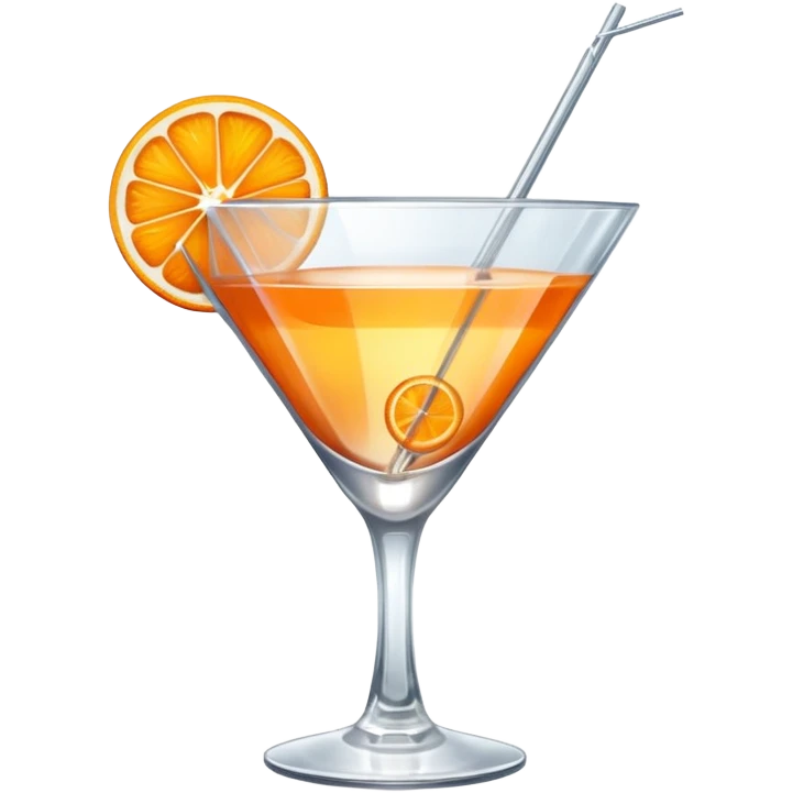 A sophisticated drink with a piece of fruit hanging from it. emoji