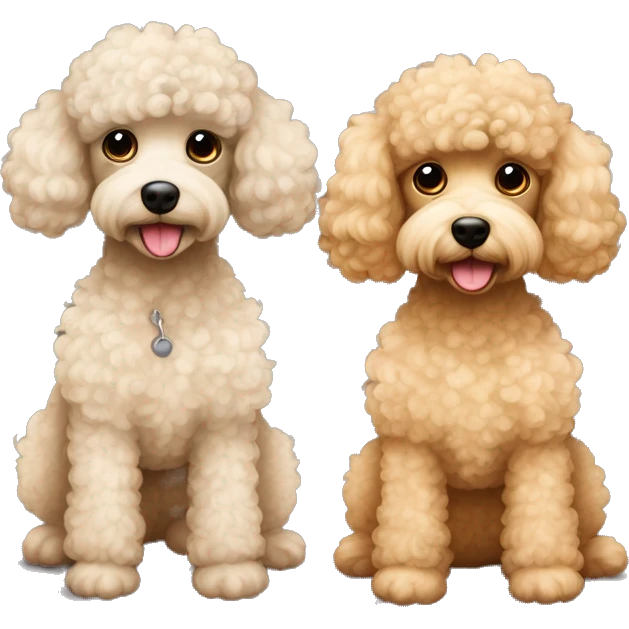 Two curly toy poodles one with beige and one tan coloured emoji