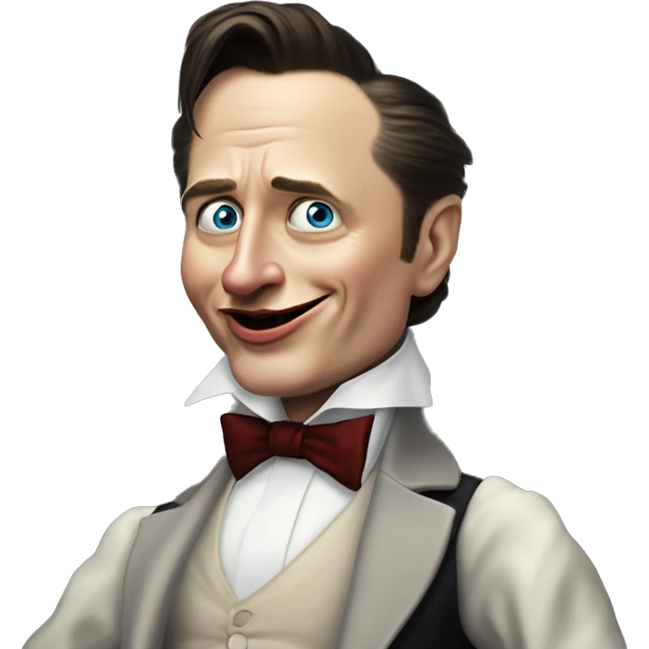Ranting Elon Musk vampire in Uncle Scrooge style, oil paint, mysterious eyes, intricate lips, masterpiece pose, odd perspective, beautiful, desirable, logical emoji