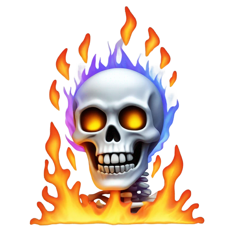 Awesome fiery skeleton emoji