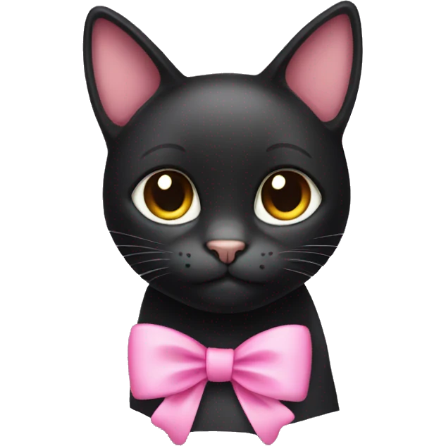black cat with pink bow on ear  emoji