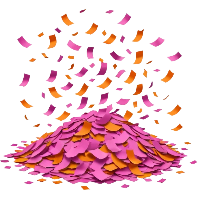 orange and pink confetti, burst effect, festive emoji