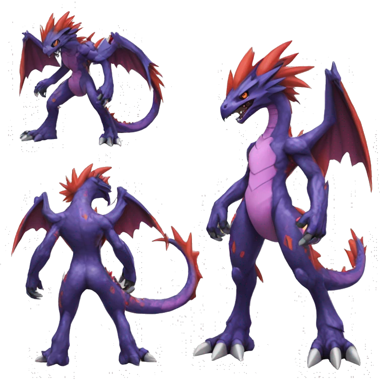  Cool Edgy Digimon-Fakemon-Dragon with edgy markings full body emoji