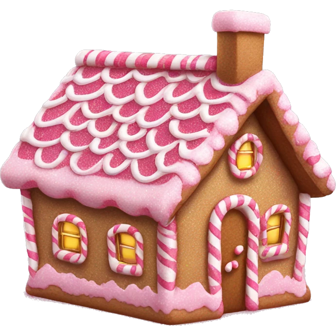 realistic pink glitter gingerbread house  emoji