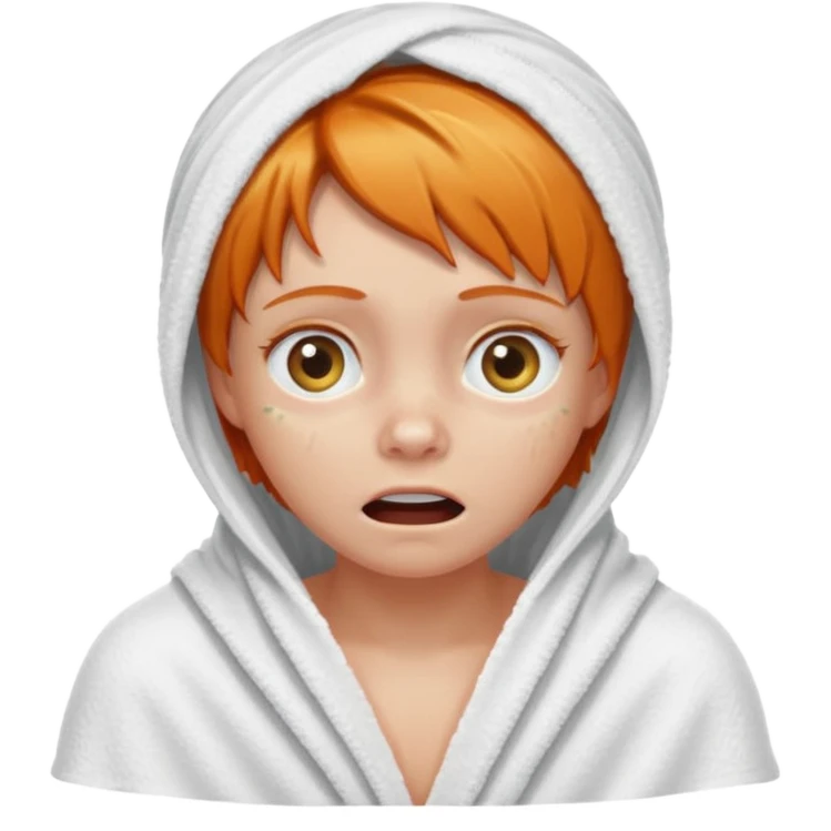 scared ginger girl with bath towels  emoji