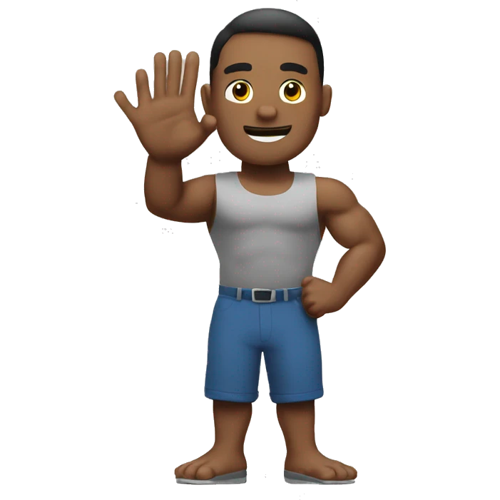 a muscle man waving hand emoji