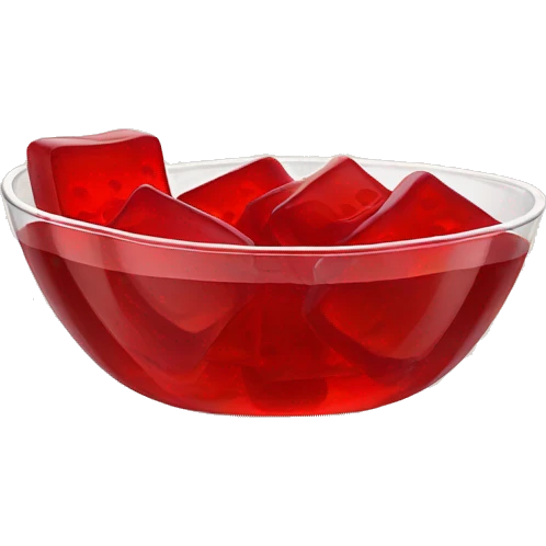 Side view of Red Jell-O squares in a bowl  emoji