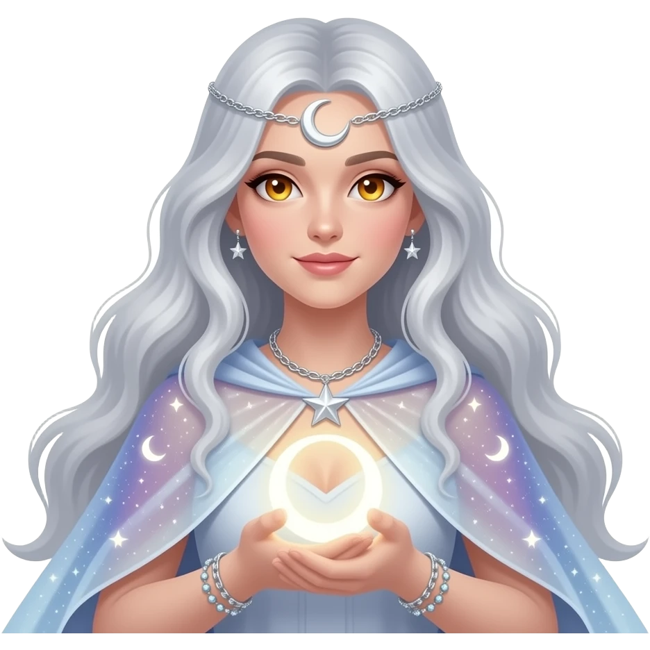 Lunar Pretty beautiful animesque style anime gorgeous aesthetic lady woman character with many details and accessories Moon goddess emoji