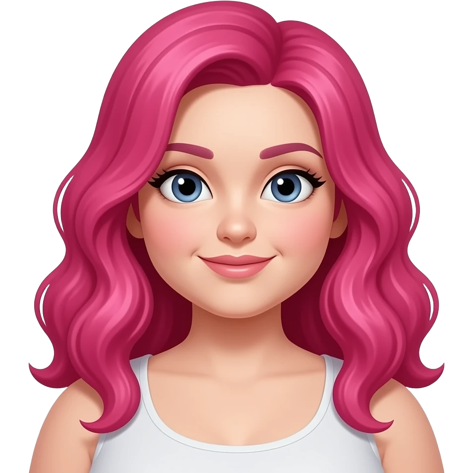 fat female white skin hot pink wavy hair emoji