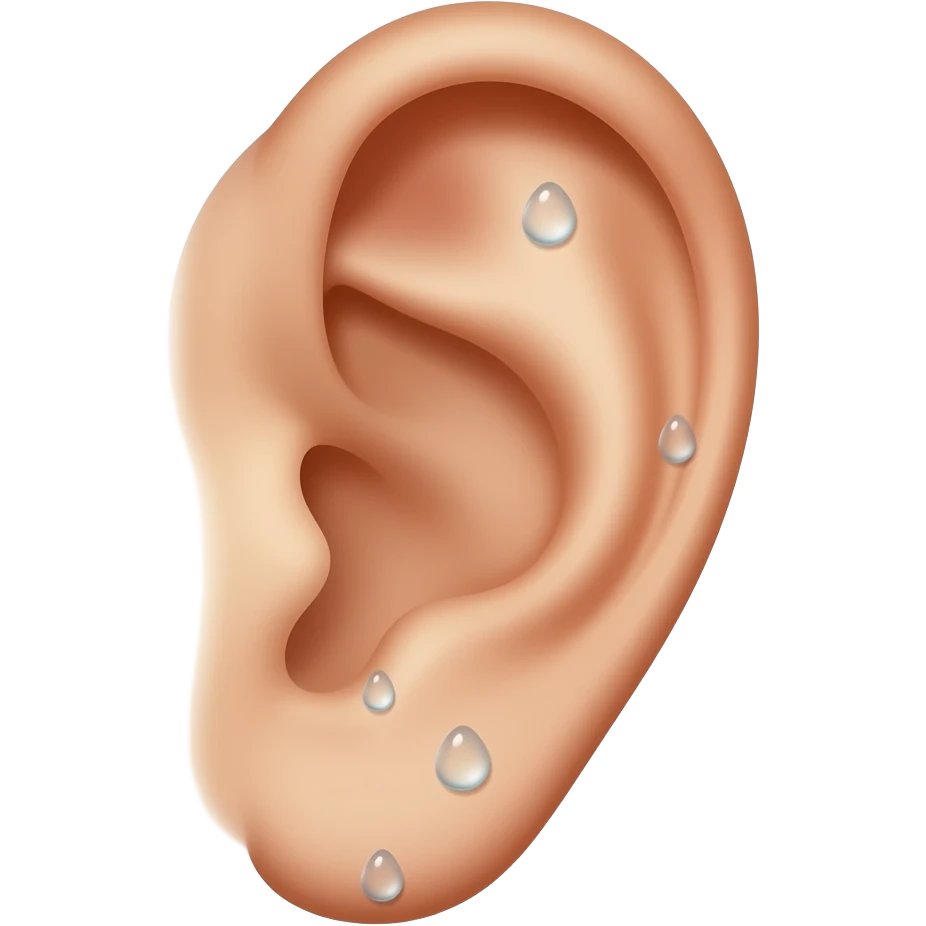 Water droplets combined with ear, like a wet ear. Make it quite wet, a little horny emoji