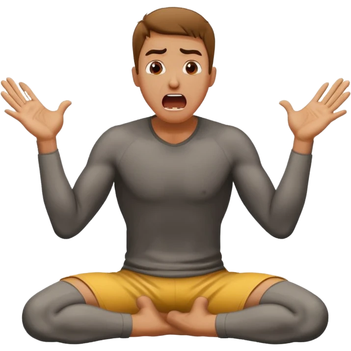 man on knees yelling in agony with hands thrown up emoji
