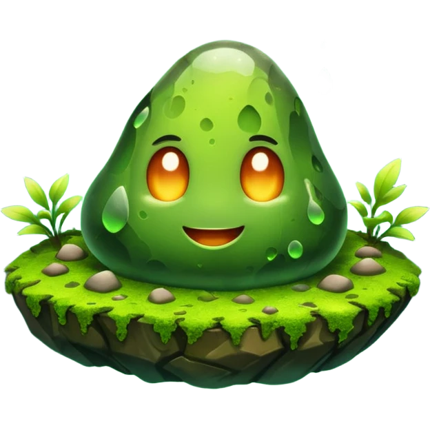 Floating mossy rock with glow emoji
