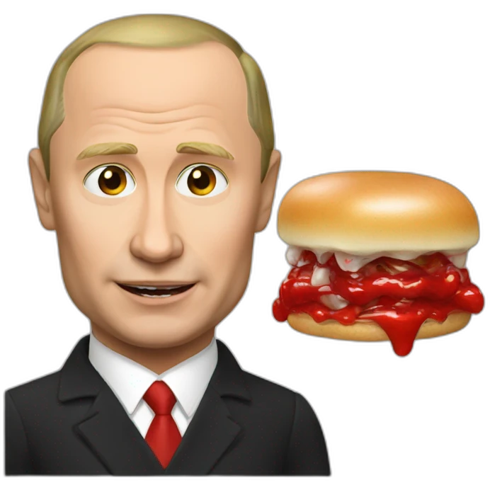 Putin with red ketchup vampire emoji