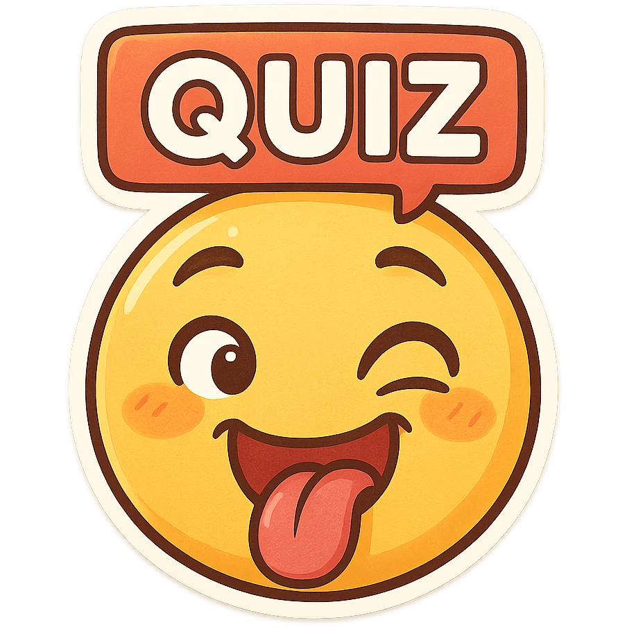 silly emoji for a children's quiz, exaggerated facial features, vibrant, friendly emoji