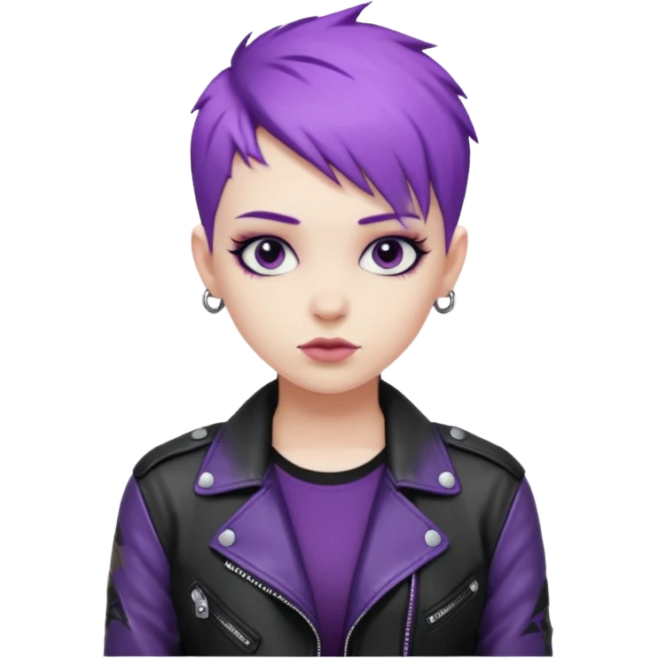 Cool Punk with Short Purple Hair, wearing black leather jacket emoji