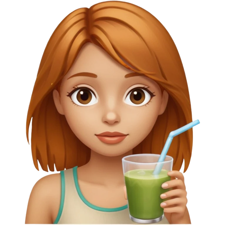 Girl drinking a coconut juice with hair colored in coppery blond  emoji