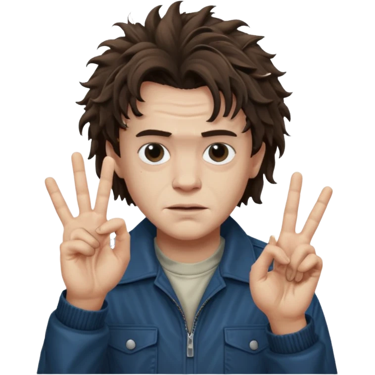 Eddie the freak from stranger things with his iconic hand sign emoji
