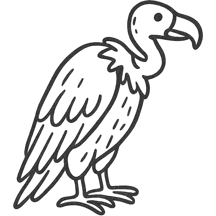 buzzard, hand drawn black outline style emoji
