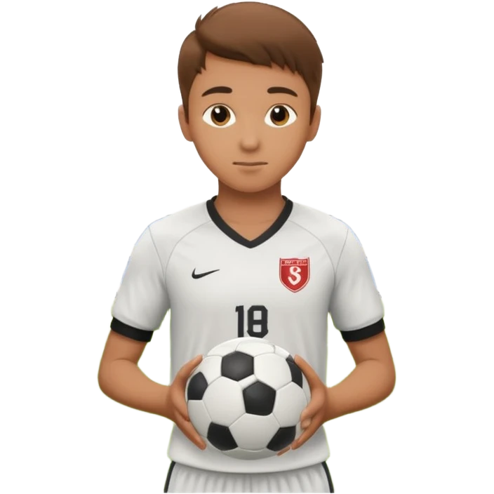 Undergraduate soccer player on college field, focused look, campus stadium lights, cinematic, realistic emoji