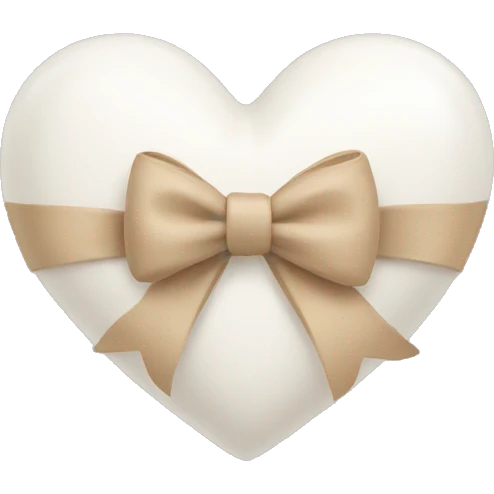 white heart with beige bow emoji