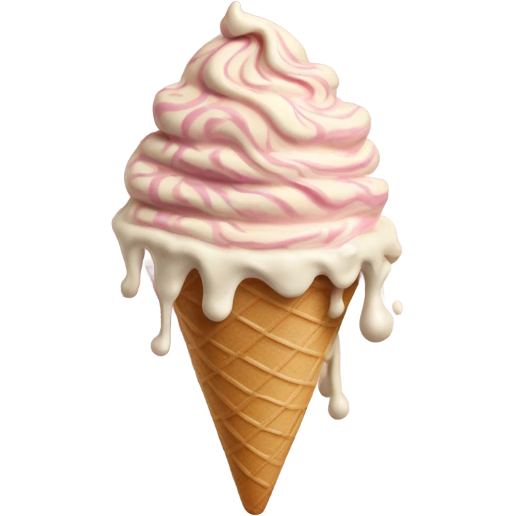 Realistic, detailed rococo ice cream, beige and pink emoji