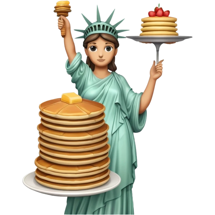 Statue of Liberty holding a stack of pancakes emoji