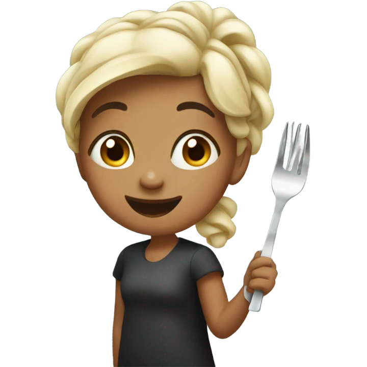 Girl holding fork emoji
