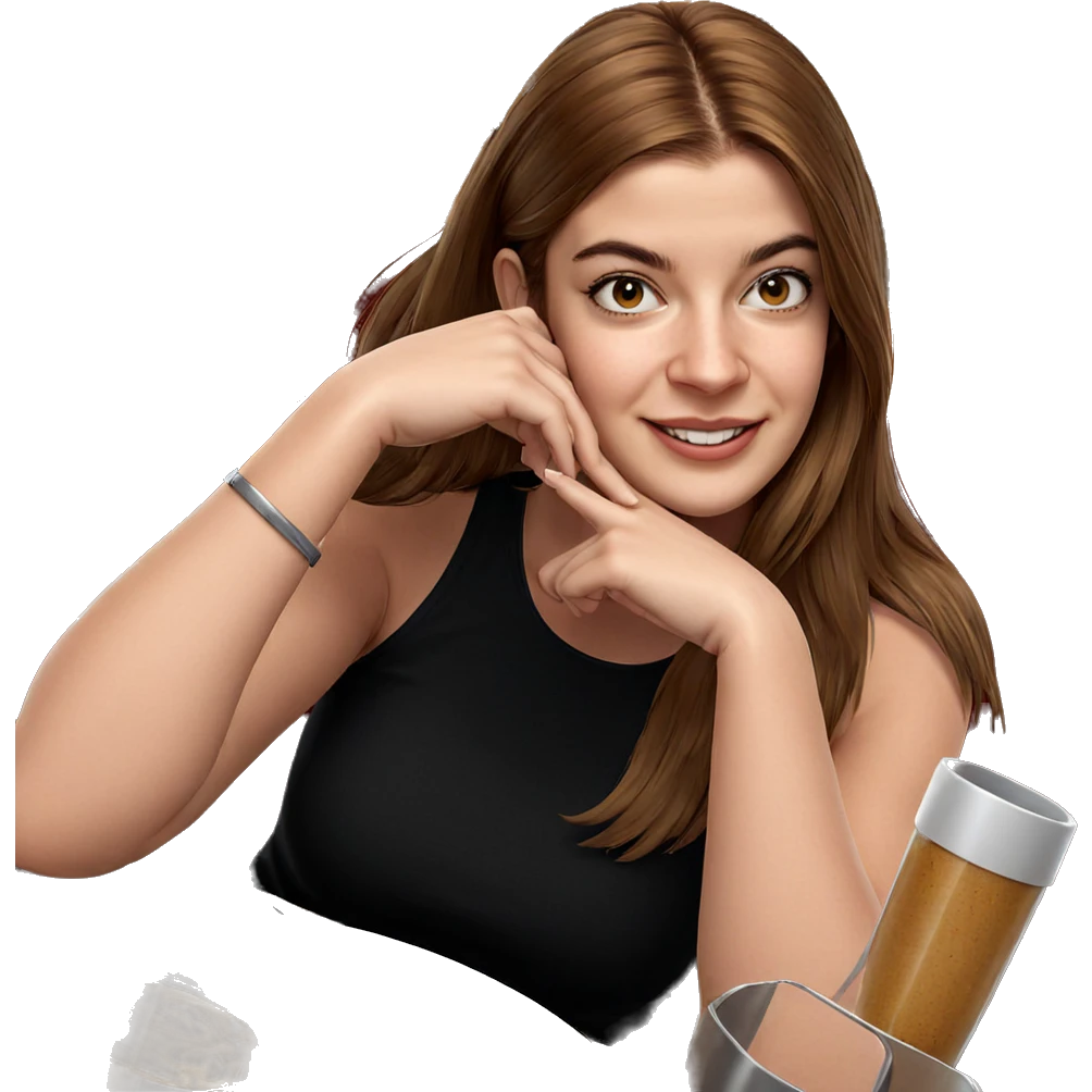 smiling girl at restaurant table emoji