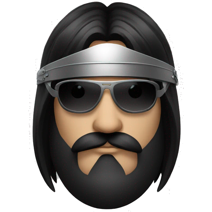gladiator with long straight black hair, black moustache and sunglasses emoji