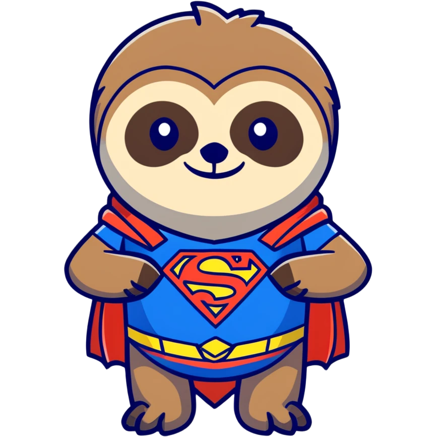 Sloth from The Goonies movie with deformed face and superman t-shirt emoji