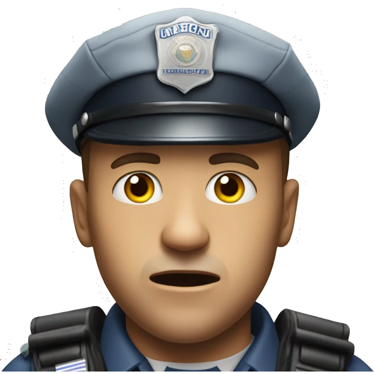 Photorealistic An American policeman is seriously scared emoji