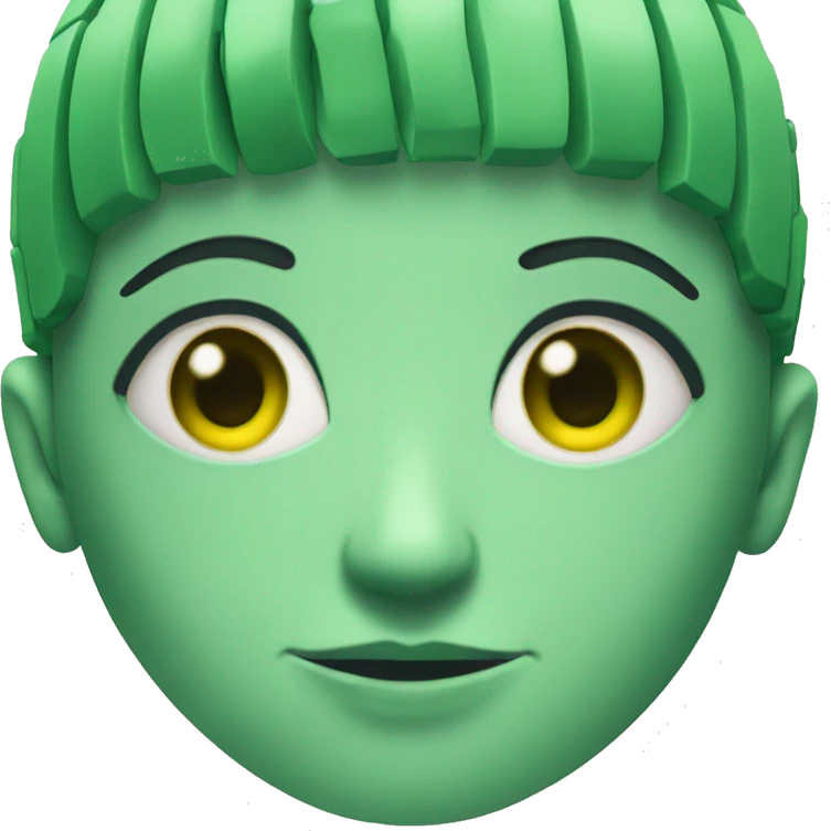 Cyborg head with green eyes and green hair emoji