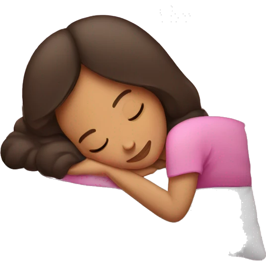 brunette woman sleeping peacefully on pink pillow emoji