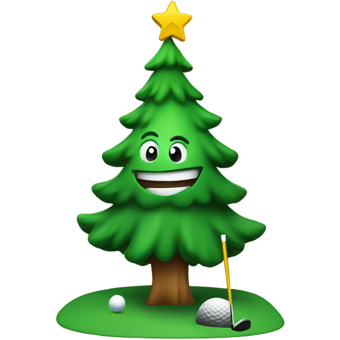 Christmas tree playing golf emoji