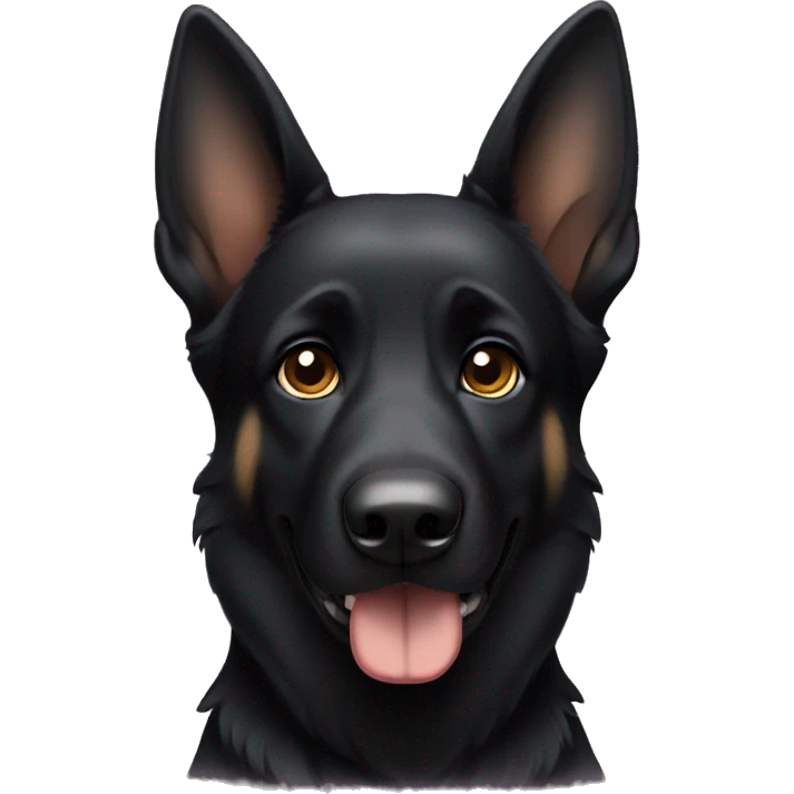 Black german shepherd with folded ears emoji