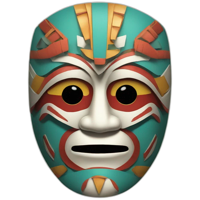 noh mask in aztec style emoji