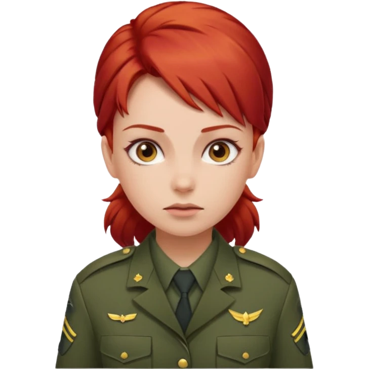 girl in army uniform with red hair emoji emoji
