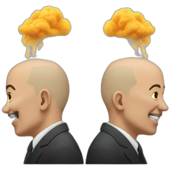 smoke erupting from two bald heads emoji