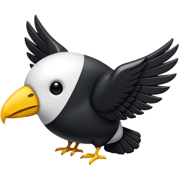 Bloc avec des ailes noirs et blancs carrés emoji