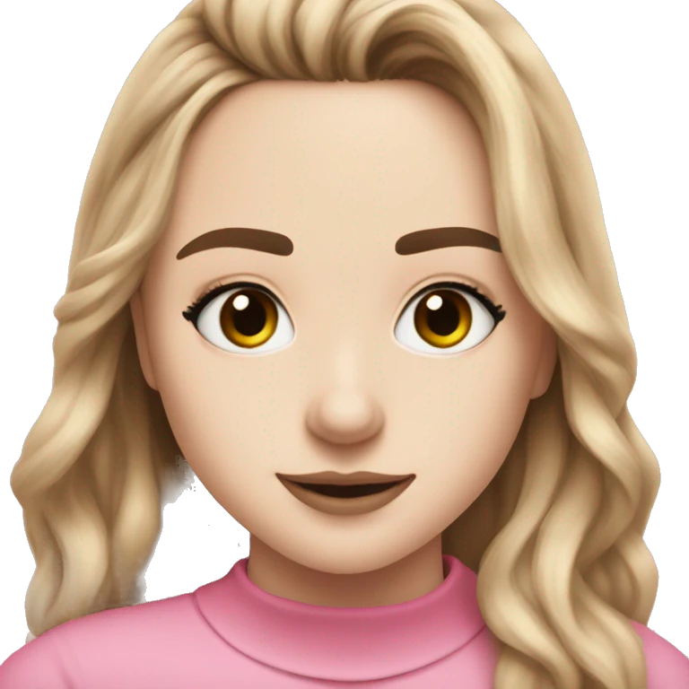 Sabrina Carpenter in pink top emoji