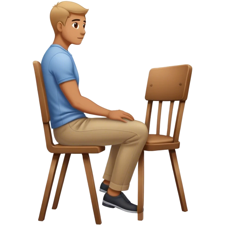 A man sits on a chair drawing with his back straight, but the chair is only halfway sitting emoji