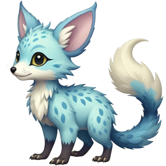 Epic Feral Rare Fantasy shiny pastel Vernid-Trico-species by LiLaiRa, random markings, tufted tail, tufted ears, full body emoji