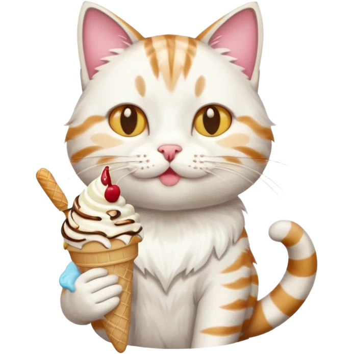 A cat eating a icecream emoji