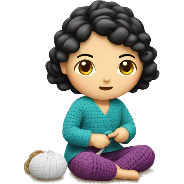 Asian girl crochetting emoji