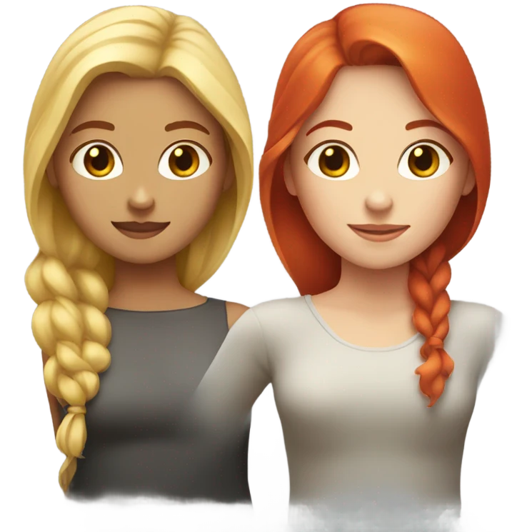 2 girls, white girl with blonde hair and white girl with red hair  emoji