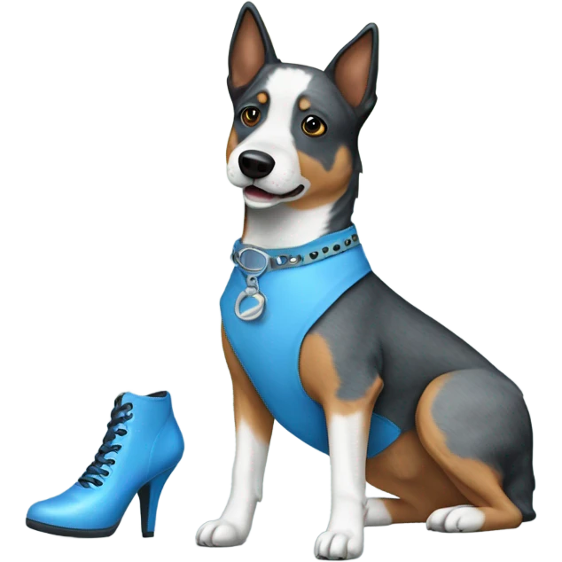 blue heeler wearing blue heels emoji