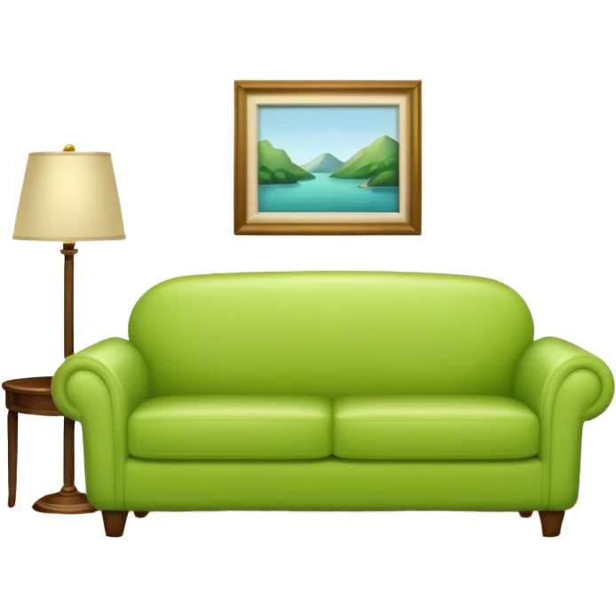 living room in ios emoji style

no TV, and make the couch a light green color emoji